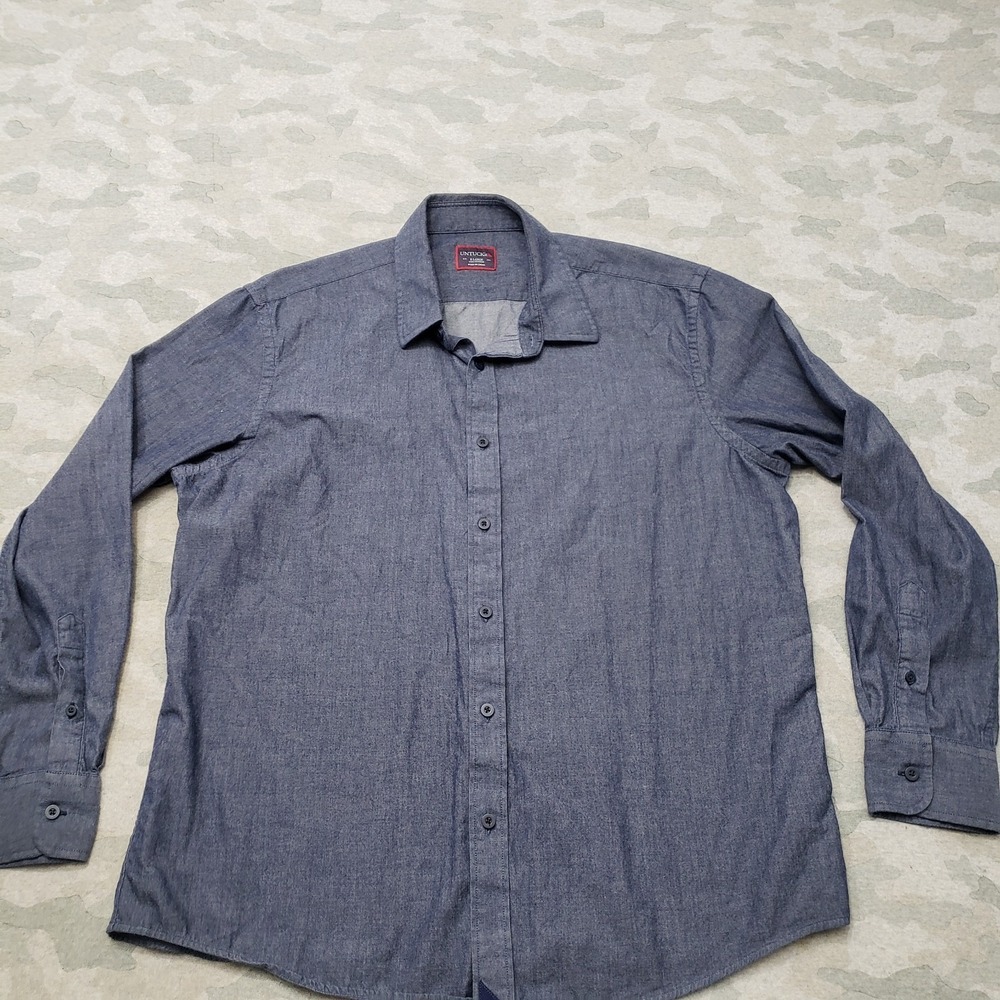 Untuckit Shirt‎ Mens XL Blue Long Sleeve Button-Up Preppy Business